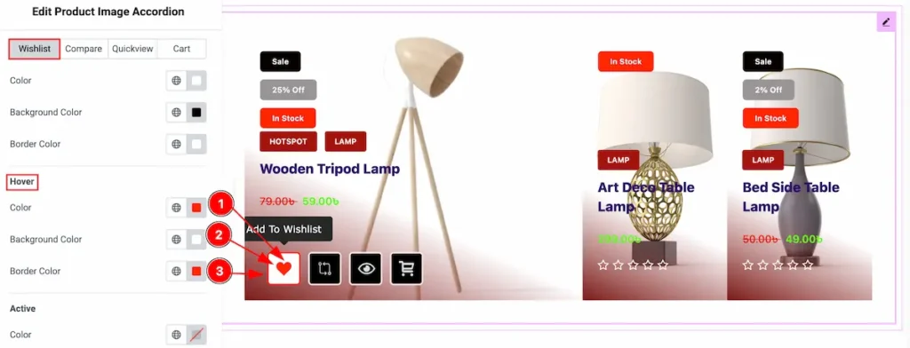 action button wishlist hover - BdThemes