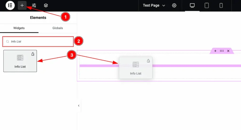 Inserting The Info List widget