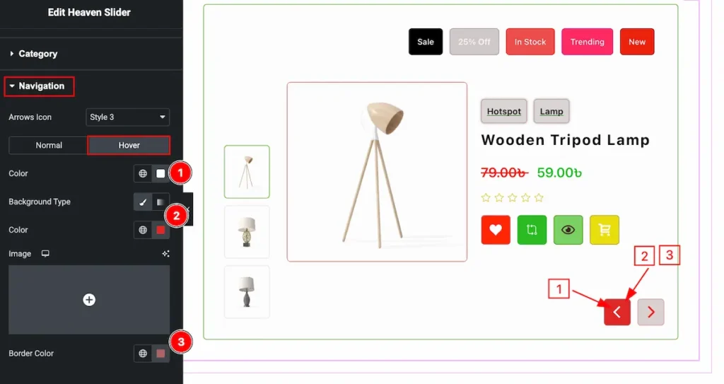 How to use Heaven Slider widget by Ultimate Store Kit Pro 50 navigation hover 3 - BdThemes