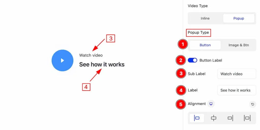 How To Use The Video Block By Zoloblocks 12 popup type button - BdThemes