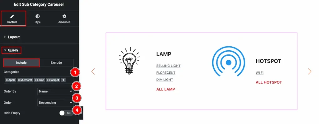 How to use Sub Category Carousel widget by Ultimate Store Kit Pro 5 query - BdThemes