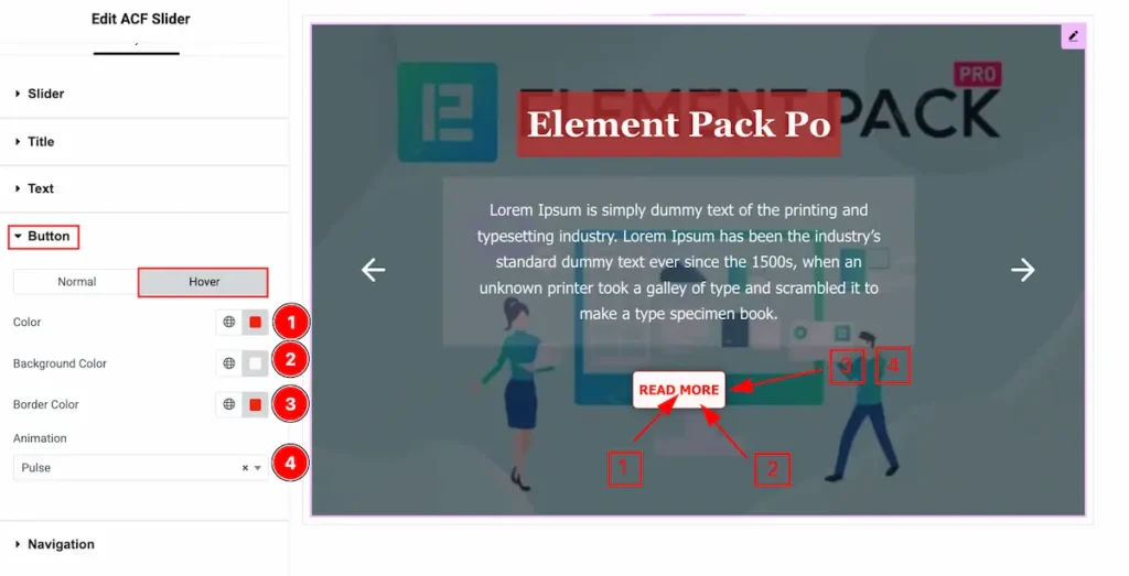 How to use ACF Slider Widget by Element Pack Pro 32 Button hover 8 - BdThemes