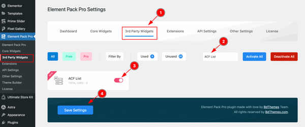 Activate ACF List Widget
