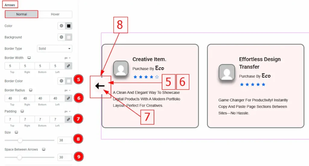 How to use the EDD Product Review Carousel widget by Ultimate Store Kit 18 Navigation Arrows Normal 02 1 - BdThemes