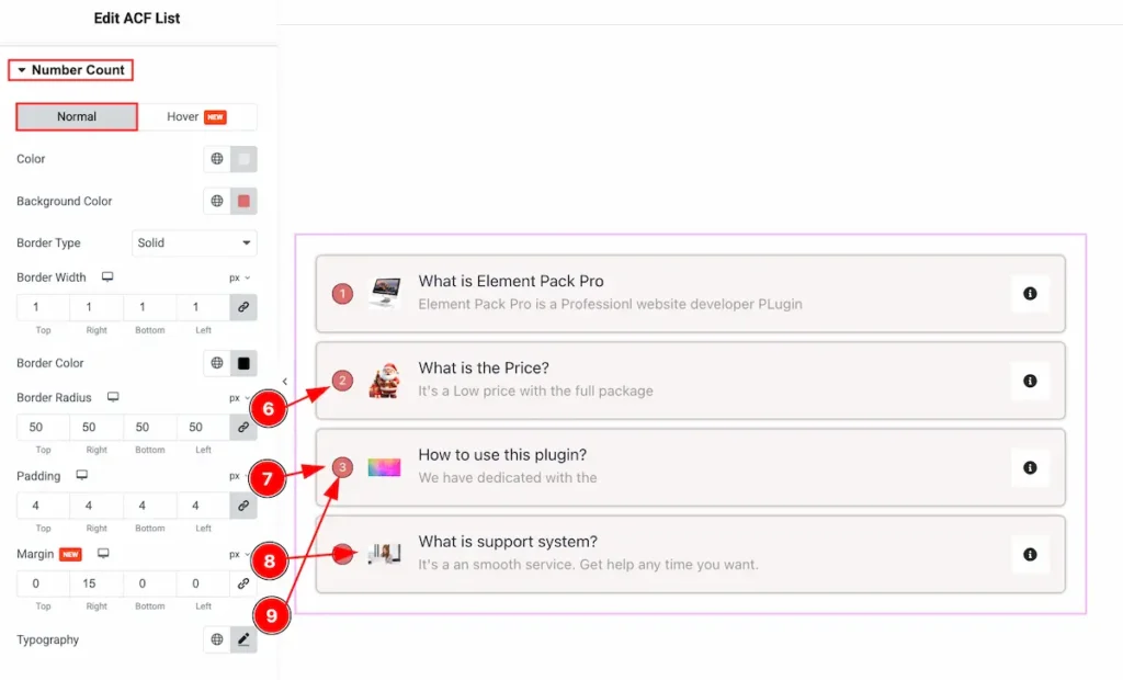 How to use ACF List Widget by Element Pack Pro 26 Number count normal 2 - BdThemes