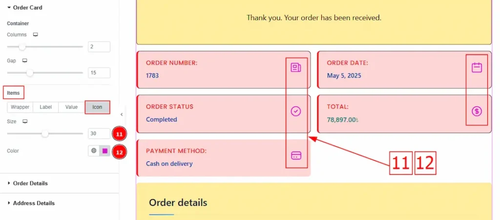 Order Card Items Icon - BdThemes