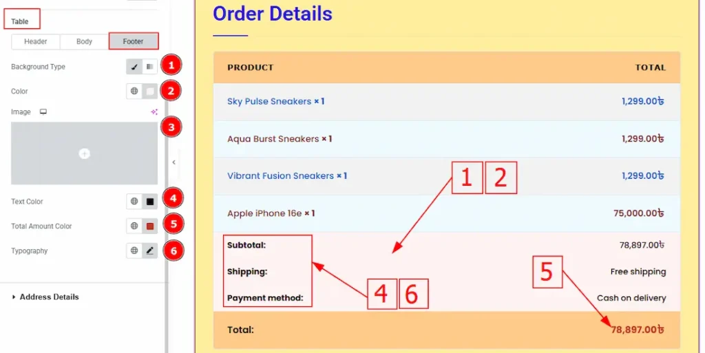 Order Details Table Footer 1 - BdThemes
