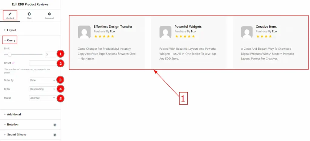 How to use EDD Product Reviews widget by Ultimate Store Kit 4 Query 1 - BdThemes