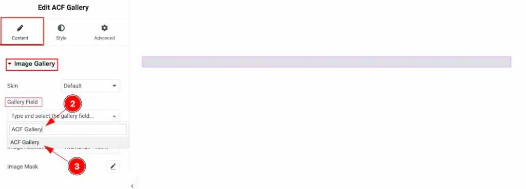 Select the gallery fields - BdThemes