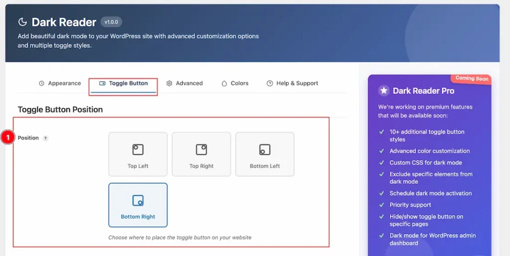 Toggle Button Tab Section