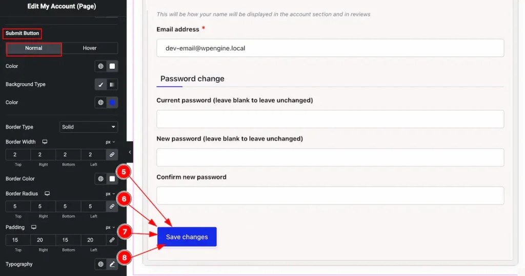 How to use My Account Page widget by Ultimate Store Kit Pro 54 submit button normal 2 1 - BdThemes