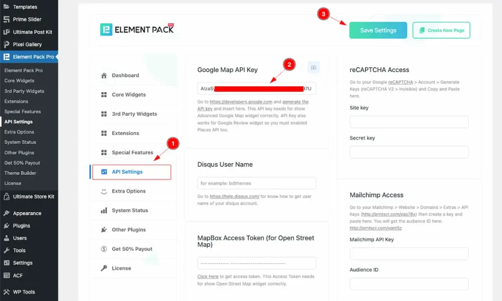 API Settings - BdThemes