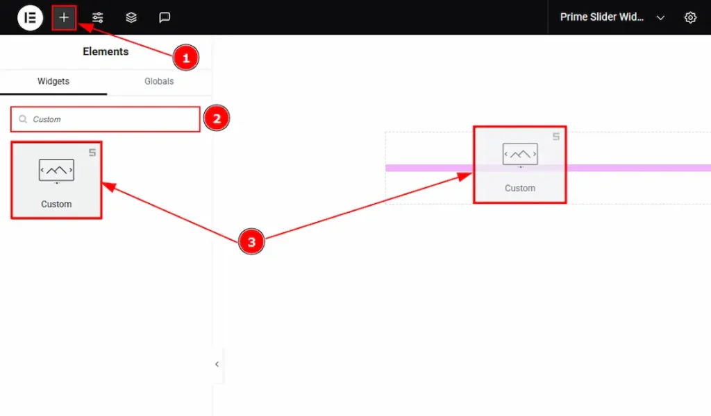 Inserting The Custom Slider widget
