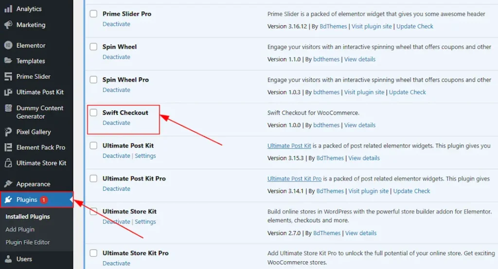 Active the plugin - BdThemes