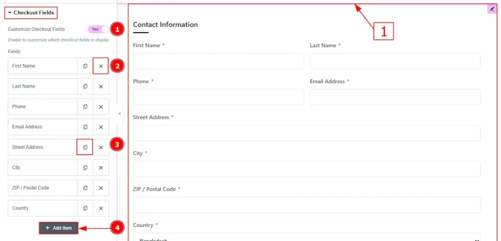 Checkout Fields Section
