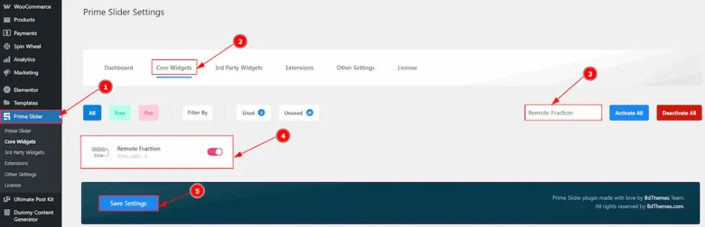 Enable The Remote Fraction Widget