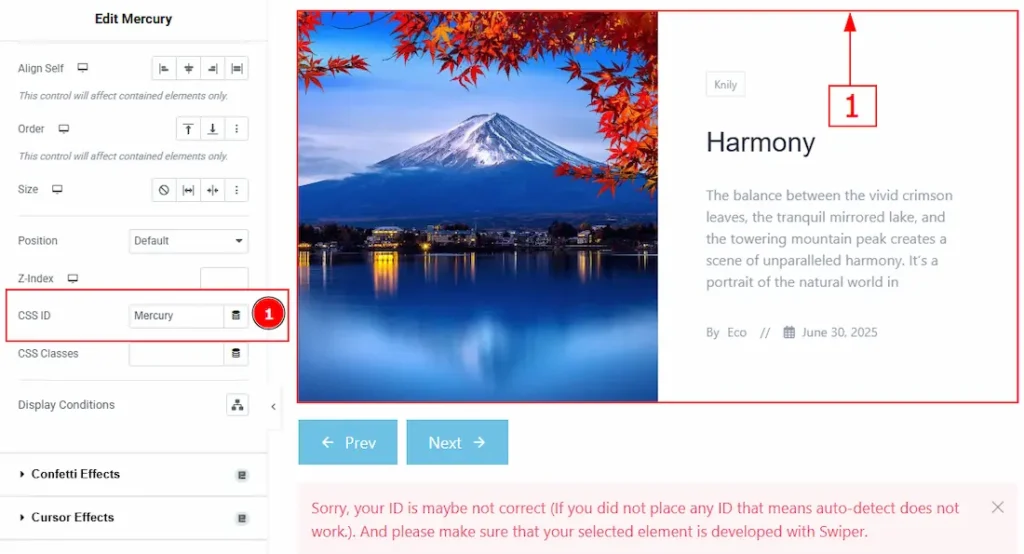 Set CSS ID for the Slider