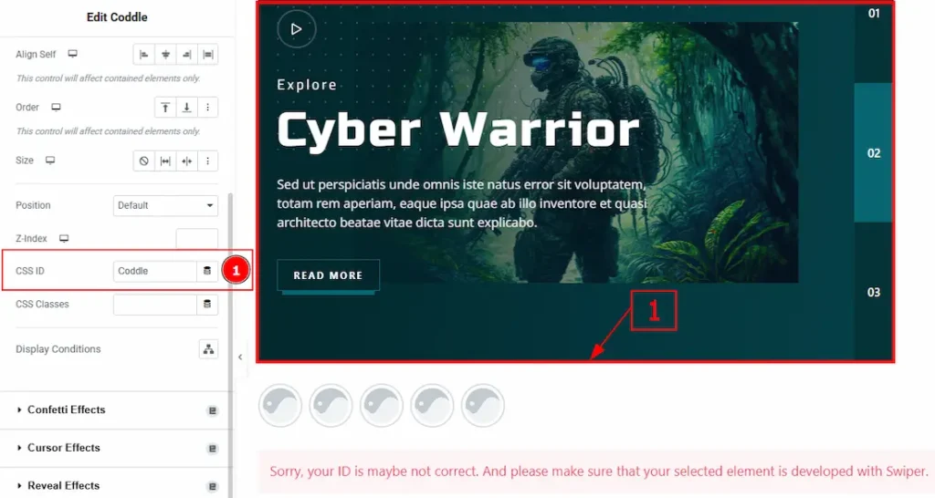 Set CSS ID for the Slider