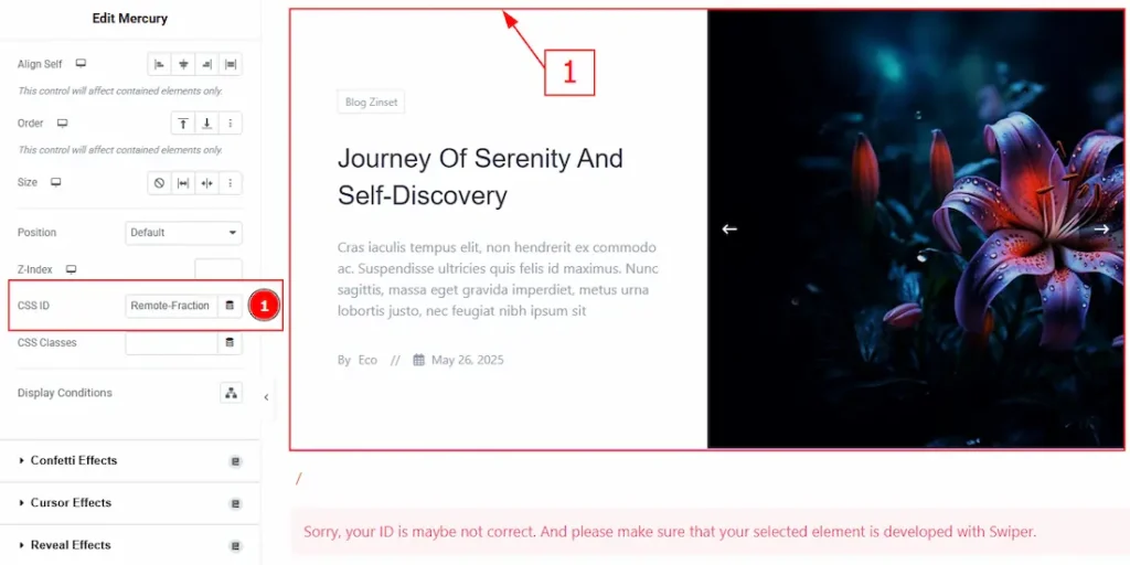 Set CSS ID for the Slider