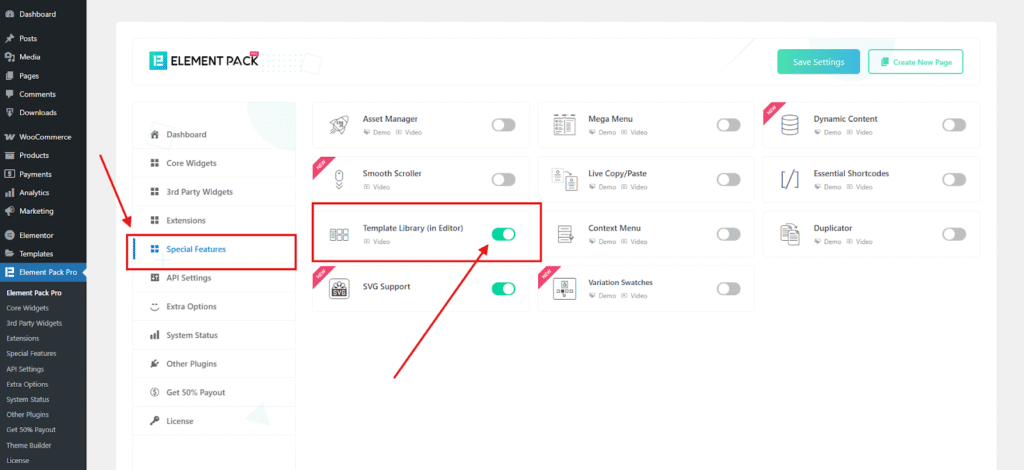 Special Feature on button