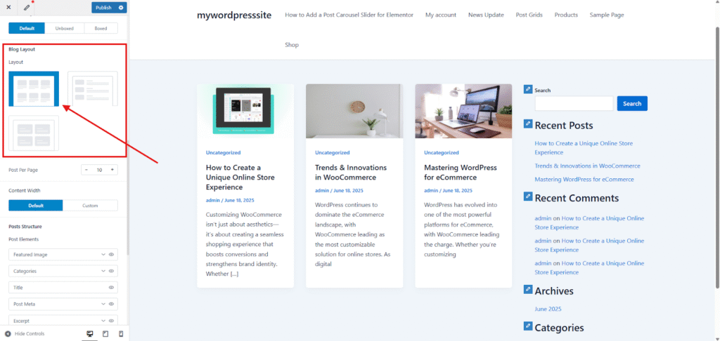 Choose a Blog Layout Style