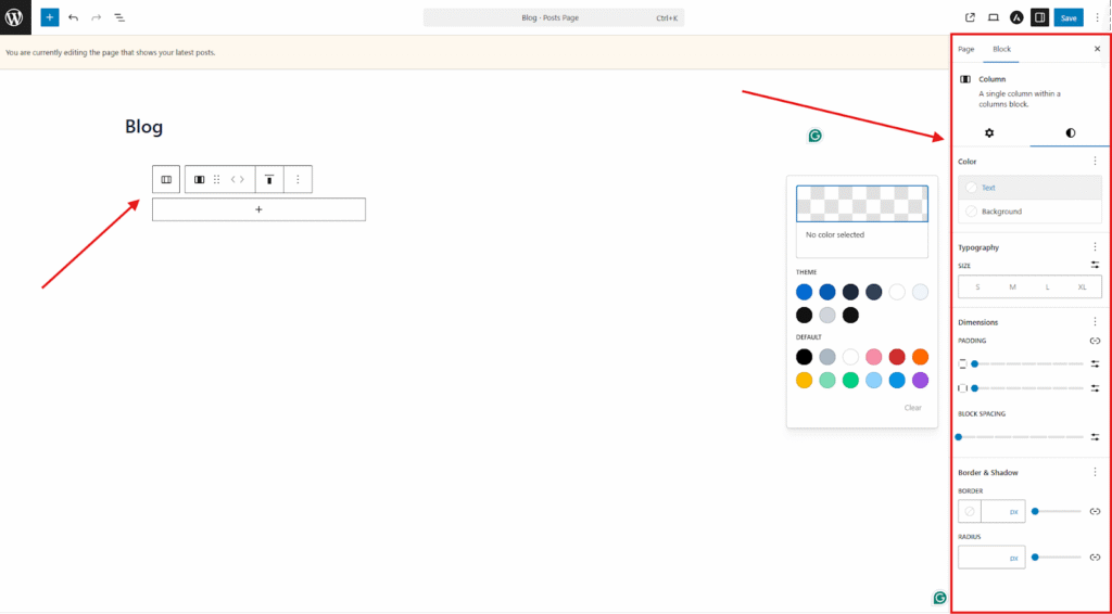 Customise Each Block