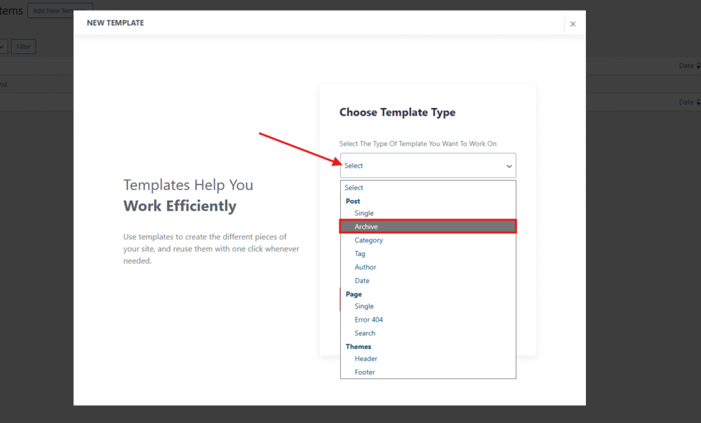 Choose template type