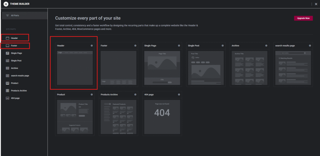 Customize Header & Footer