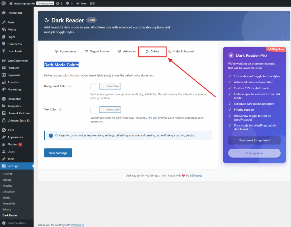 a screenshot of the Color tab