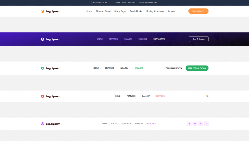 a screenshot of Element Pack template