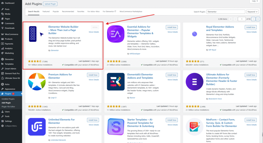 Install Elementor