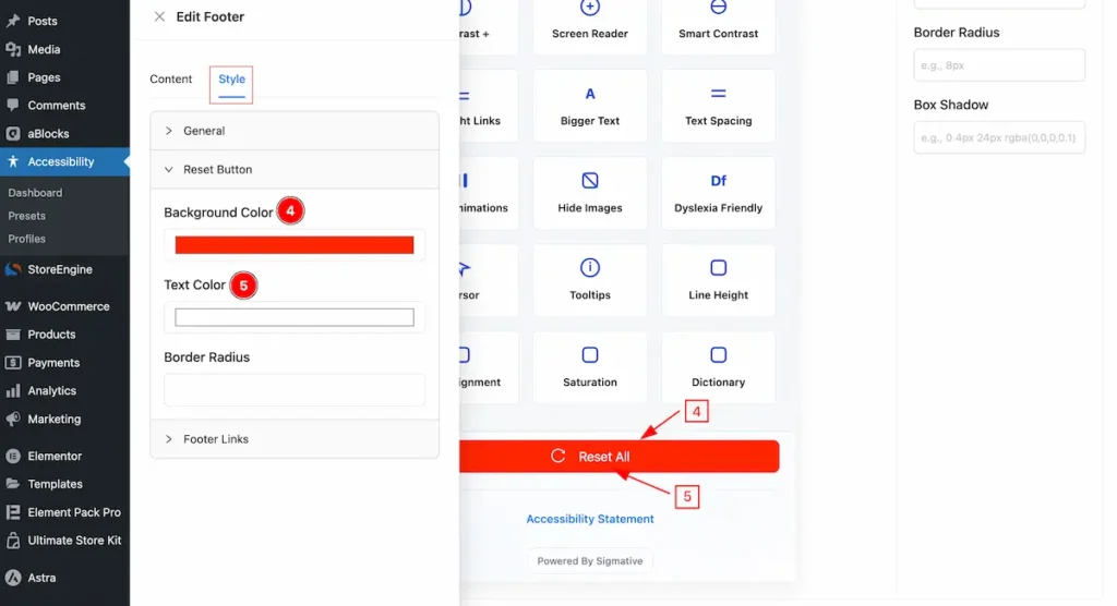 Footer Style Reset Button - BdThemes