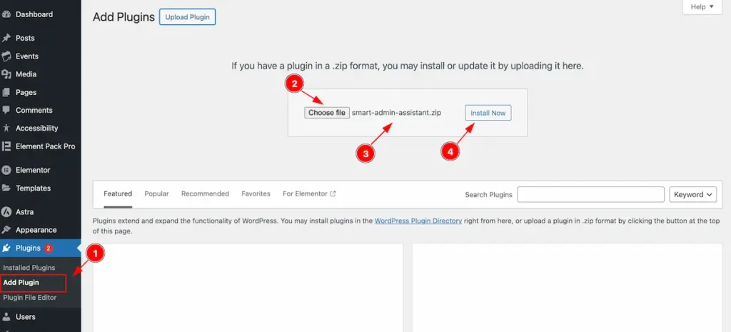 Install and Activate Smart Admin Assistant Plugin
