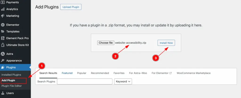 Install and Activate Website Accessibility Plugin
