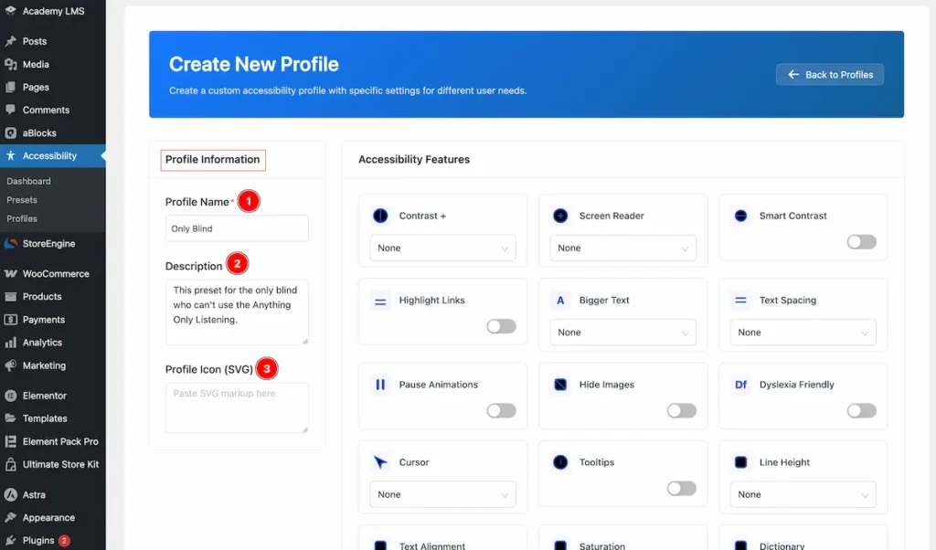 Select Proile Info for new profile - BdThemes