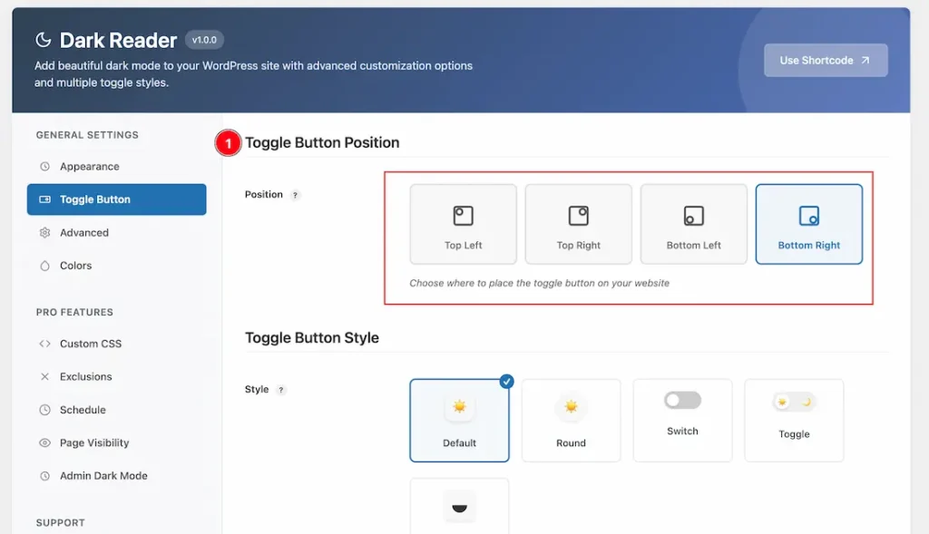 Toggle Button Tab Section