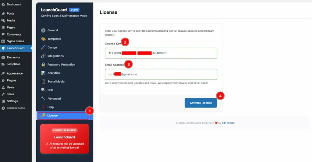 Activate license key - BdThemes