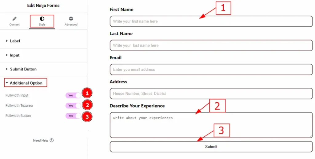 Additional Option Section
