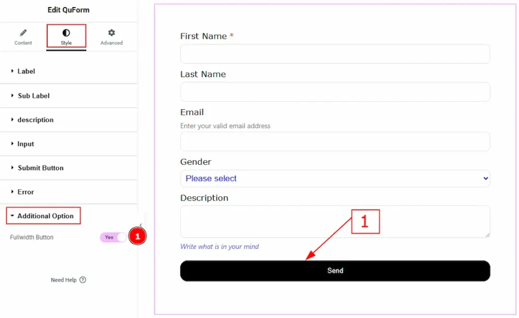 Additional Option Section