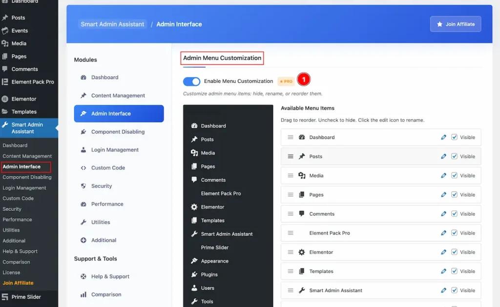 Admin Menu Customization - BdThemes
