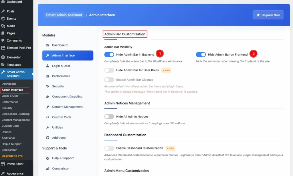 Admin bar customization 1 - BdThemes