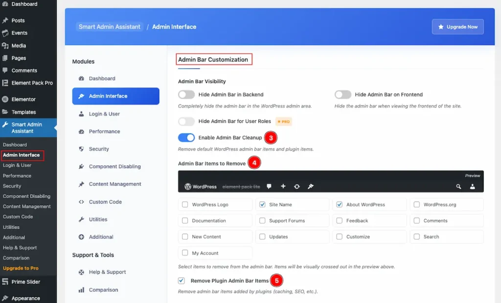 Admin bar customization 2 1 - BdThemes