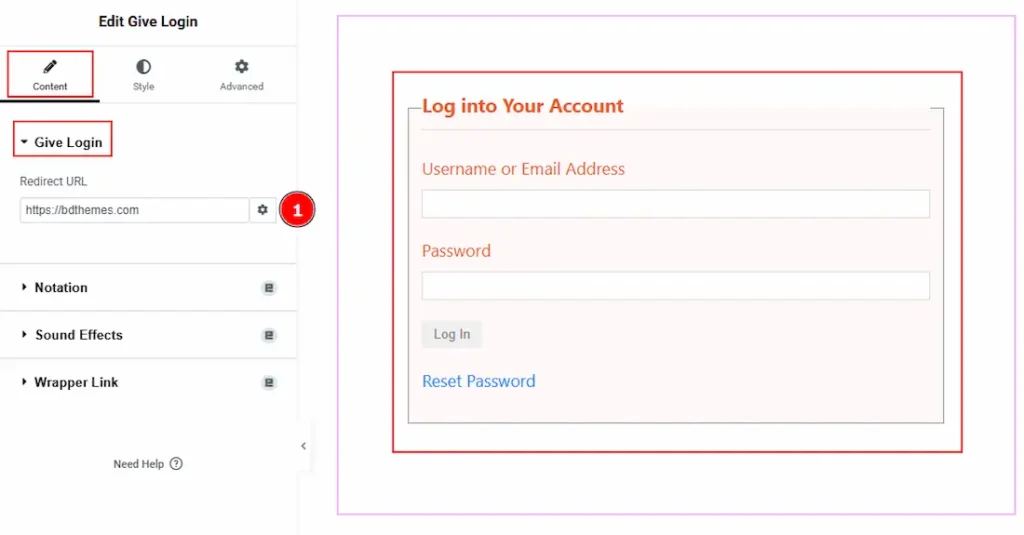 Give Login Section
