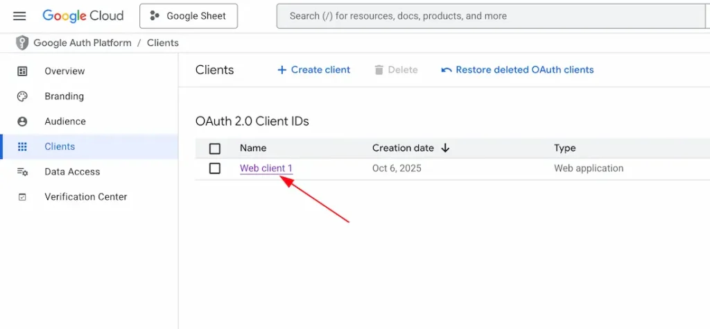 Collect Client ID and Client Secret ID