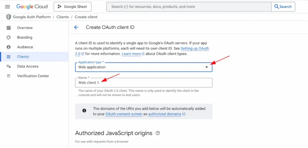 Create OAuth Client ID
