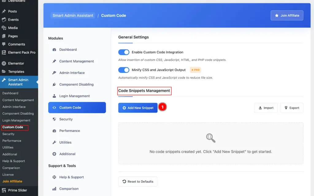 Code Snippets Management - BdThemes