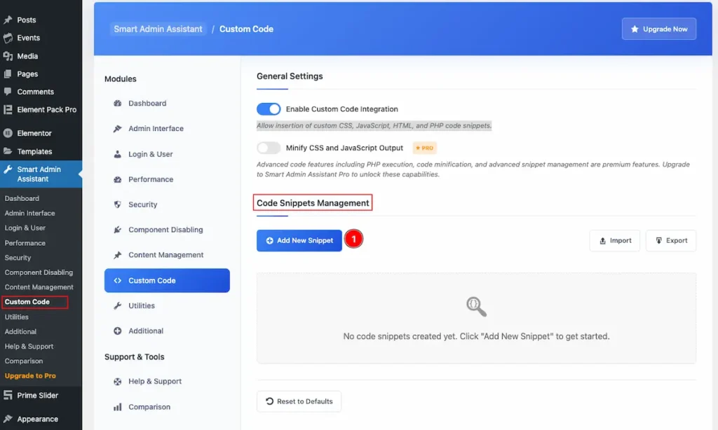 Code snippets Managament - BdThemes