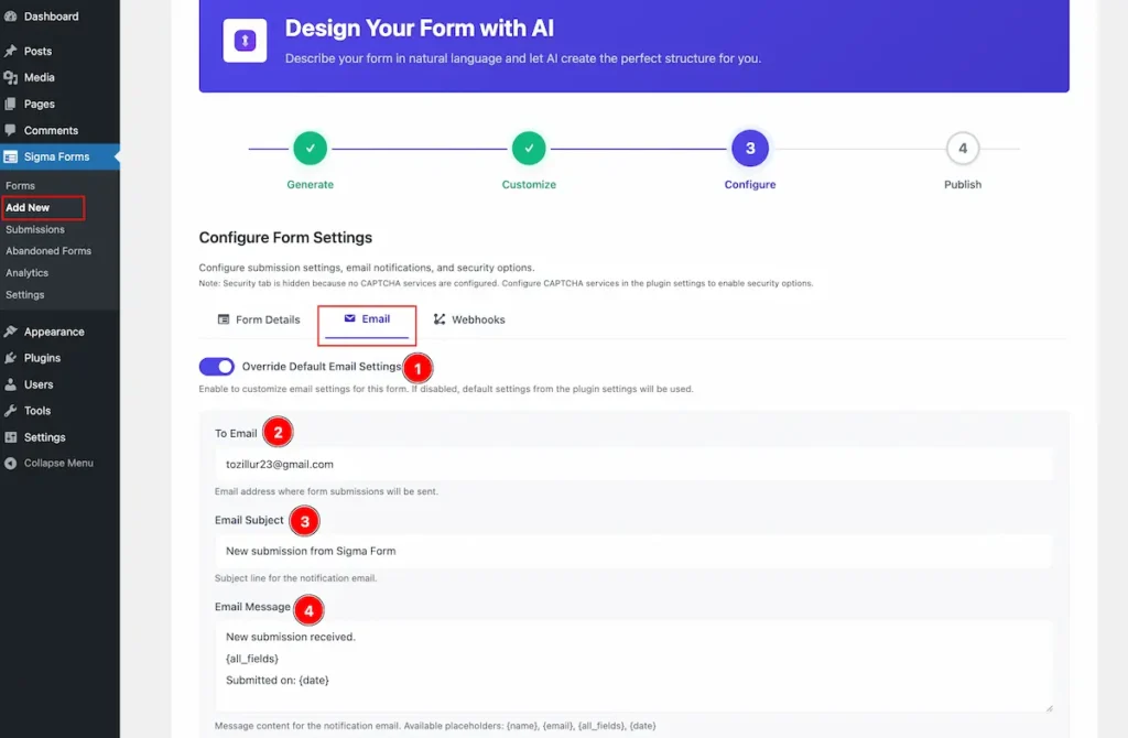 Config Email - BdThemes
