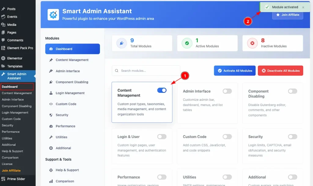 Content Management Activate - BdThemes