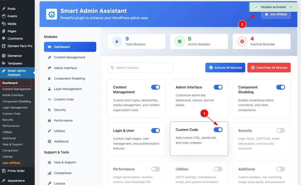 Custom Code Activate - BdThemes